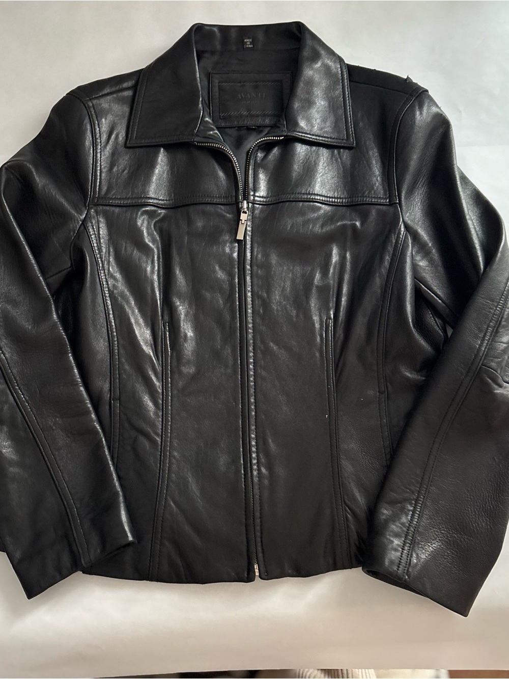 Avanti Black Genuine Leather Zip-Front Jacket